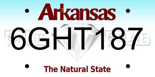 6GHT187 Arkansas License Plate