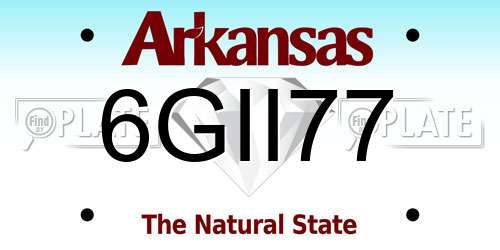 6GII77 Arkansas License Plate