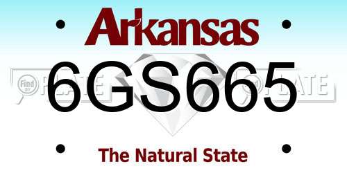 6GS665 Arkansas License Plate