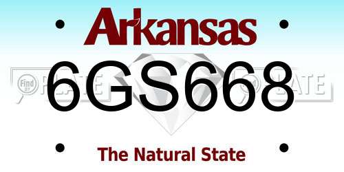6GS668 Arkansas License Plate