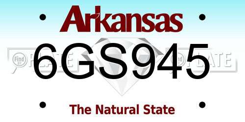 6GS945 Arkansas License Plate