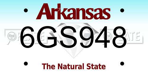 6GS948 Arkansas License Plate