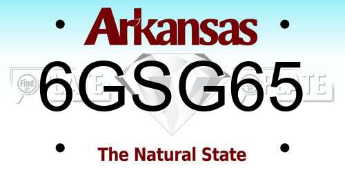 6GSG65 Arkansas License Plate