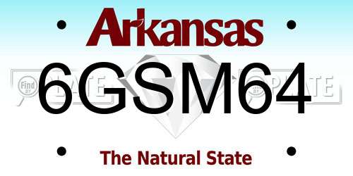 6GSM64 Arkansas License Plate