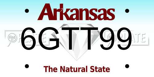 6GTT99 Arkansas License Plate
