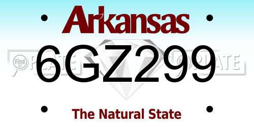 6GZ299 Arkansas License Plate