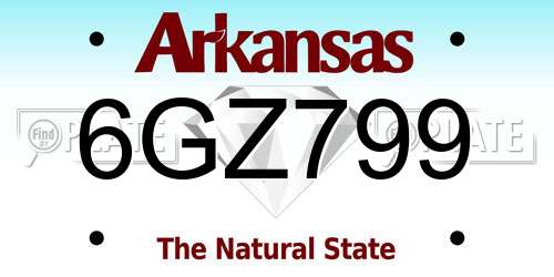 6GZ799 Arkansas License Plate