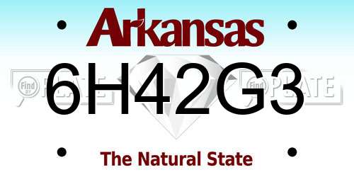 6H42G3 Arkansas License Plate