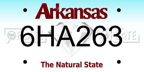 6HA263 Arkansas License Plate