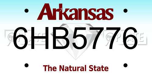 6HB5776 Arkansas License Plate