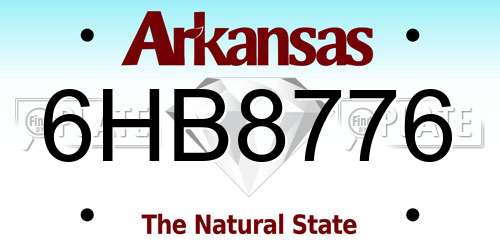 6HB8776 Arkansas License Plate