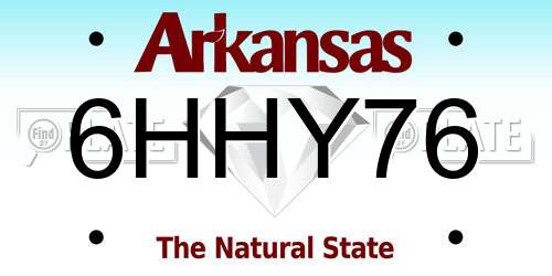 6HHY76 Arkansas License Plate