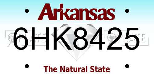 6HK8425 Arkansas License Plate