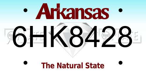 6HK8428 Arkansas License Plate
