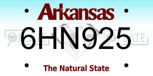 6HN925 Arkansas License Plate