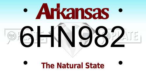 6HN982 Arkansas License Plate