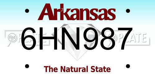 6HN987 Arkansas License Plate