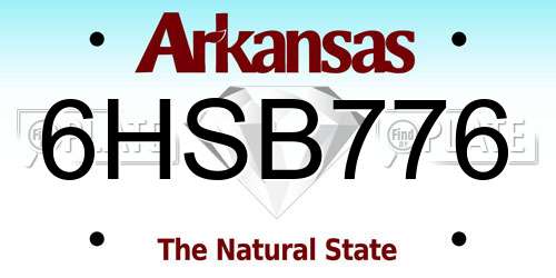 6HSB776 Arkansas License Plate