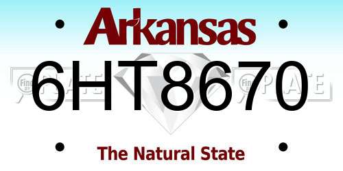 6HT8670 Arkansas License Plate