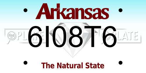 6I08T6 Arkansas License Plate