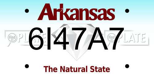6I47A7 Arkansas License Plate