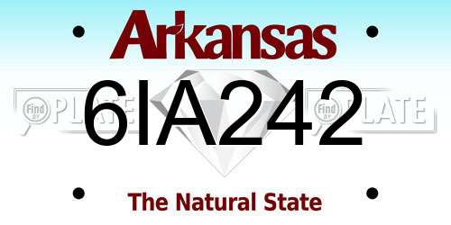 6IA242 Arkansas License Plate