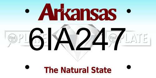 6IA247 Arkansas License Plate