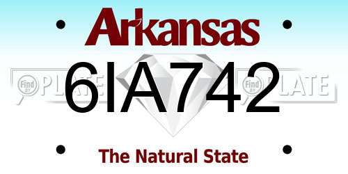 6IA742 Arkansas License Plate