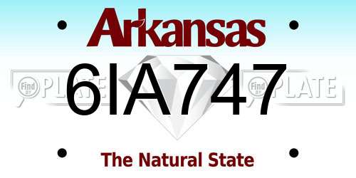 6IA747 Arkansas License Plate