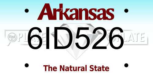 6ID526 Arkansas License Plate