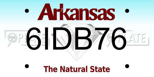 6IDB76 Arkansas License Plate