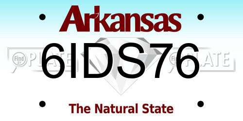 6IDS76 Arkansas License Plate