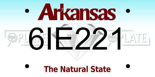 6IE221 Arkansas License Plate