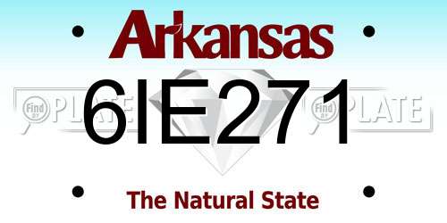 6IE271 Arkansas License Plate