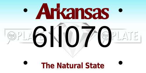 6II070 Arkansas License Plate