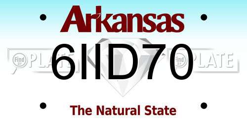 6IID70 Arkansas License Plate
