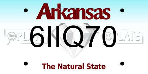 6IIQ70 Arkansas License Plate