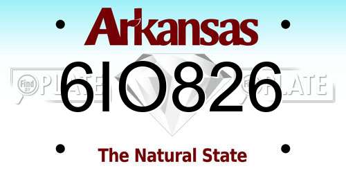 6IO826 Arkansas License Plate