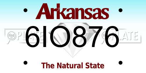 6IO876 Arkansas License Plate