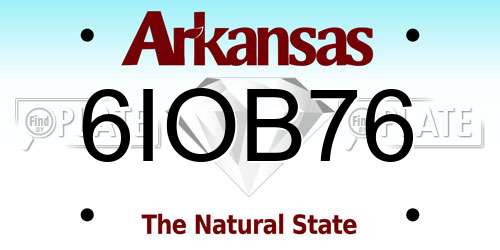 6IOB76 Arkansas License Plate