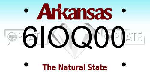 6IOQ00 Arkansas License Plate