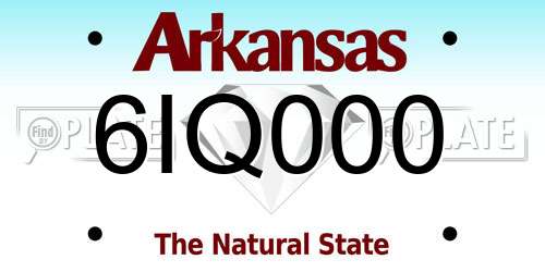 6IQ000 Arkansas License Plate