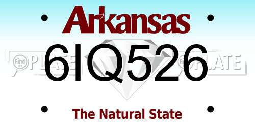 6IQ526 Arkansas License Plate
