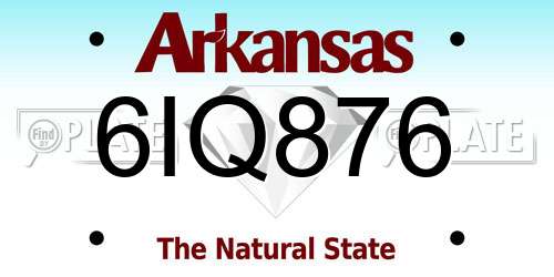 6IQ876 Arkansas License Plate