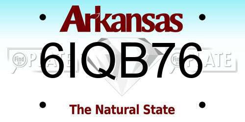 6IQB76 Arkansas License Plate