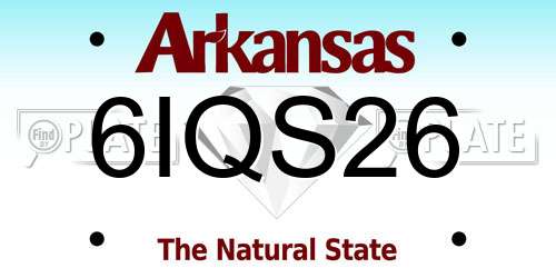 6IQS26 Arkansas License Plate