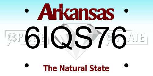 6IQS76 Arkansas License Plate