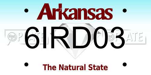6IRD03 Arkansas License Plate