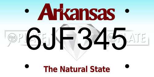 6JF345 Arkansas License Plate