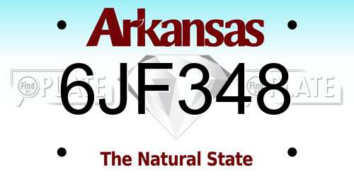6JF348 Arkansas License Plate